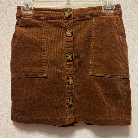coco + jaimeson Dresses & Skirts - Brown Corduroy Button-Front Skirt